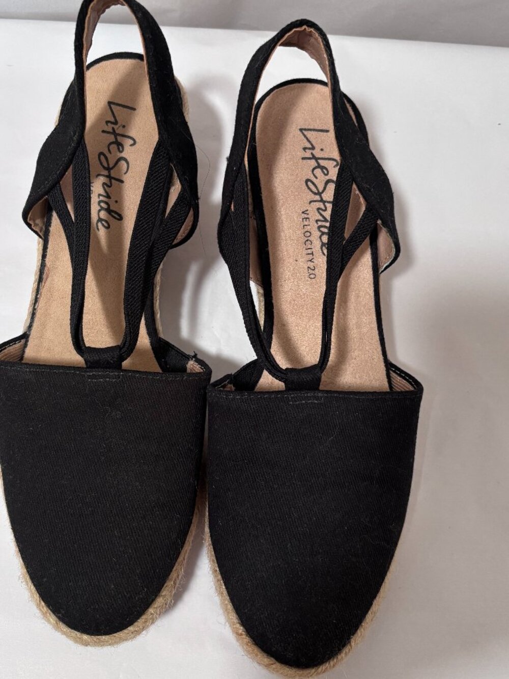 LifeStride Katrina 2 Black Espadrille Wedge Sandals Size 8M Never used